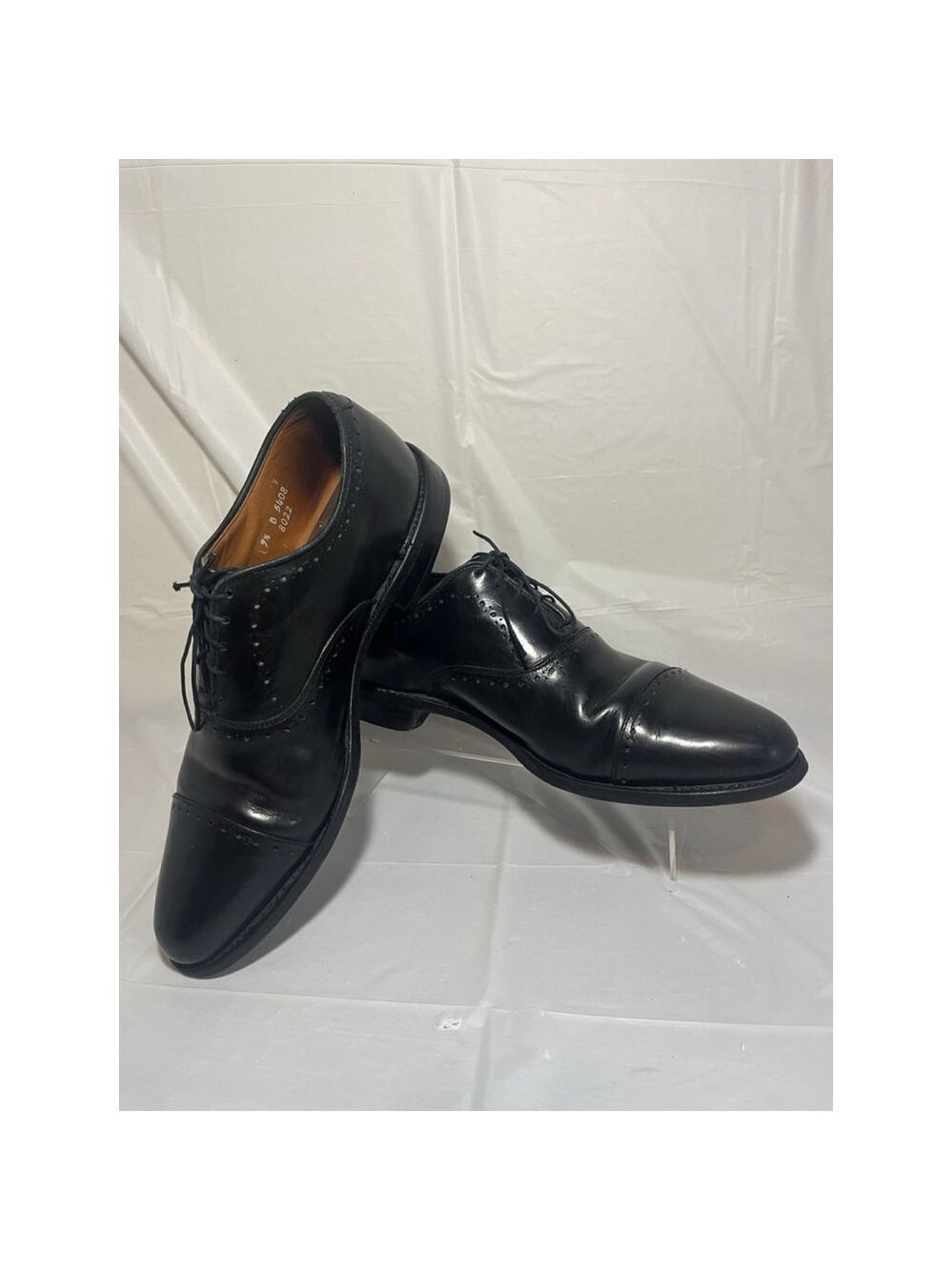 Allen Edmonds 9.5 B Mens Dress Shoes Hale Black Leather Brocade Oxfords ($425) - Picture 9 of 15